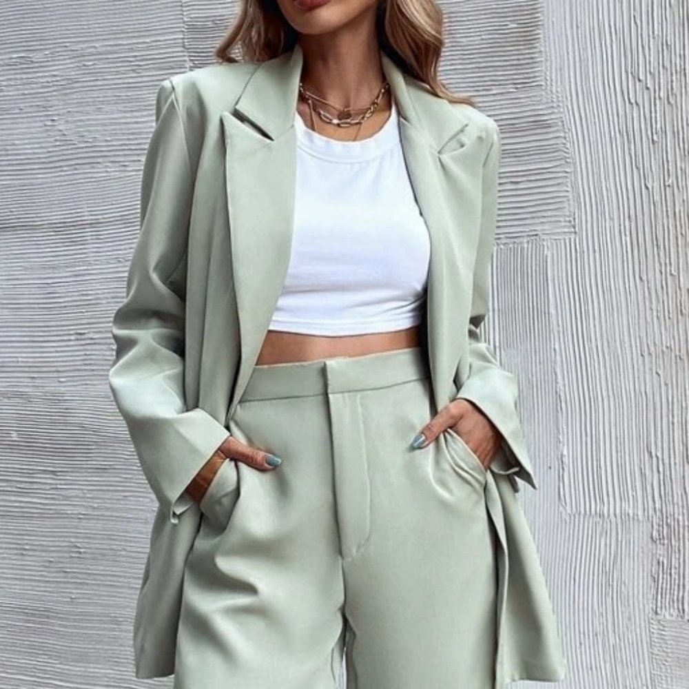 Double Button Classic Blazer GREEN - Picture 6 of 6